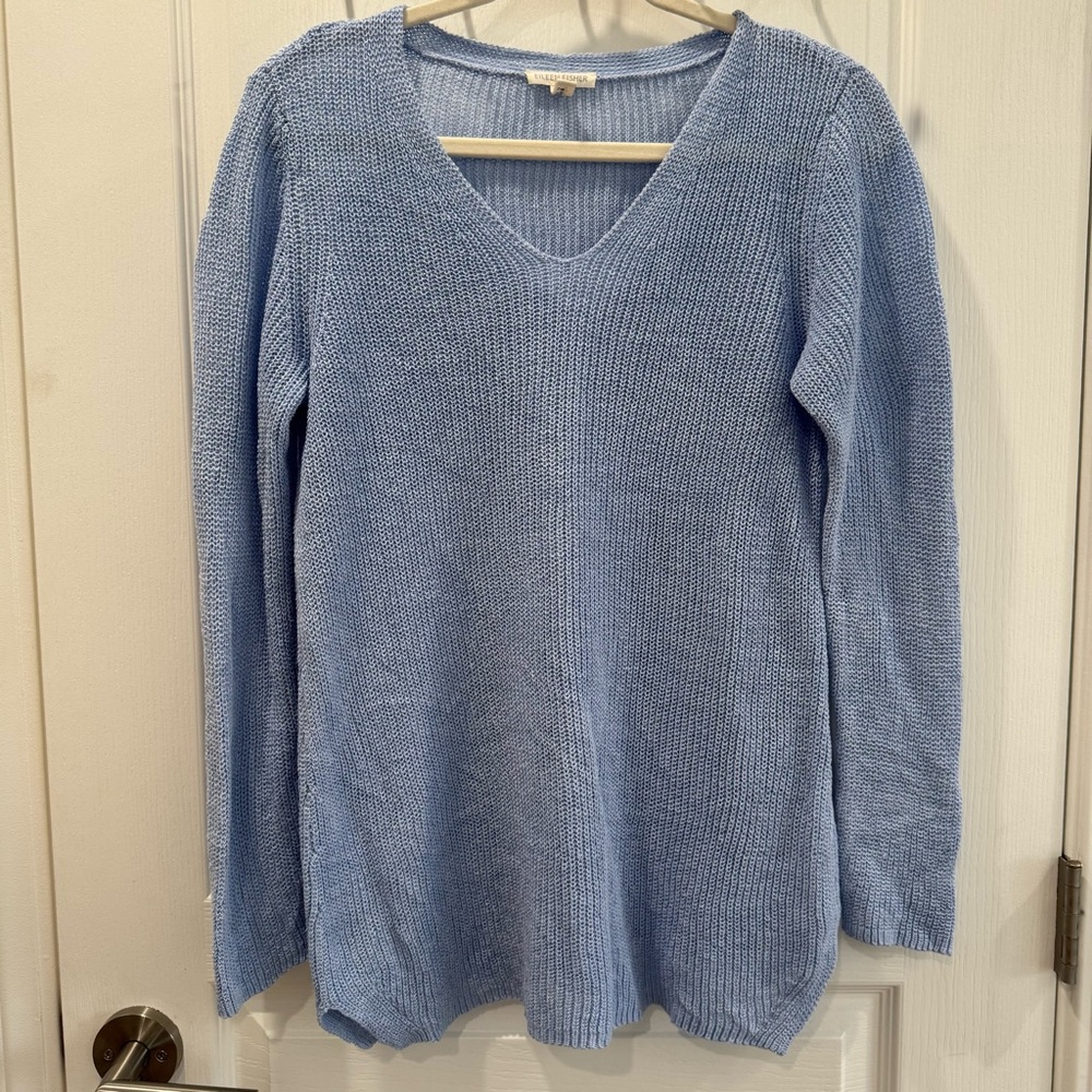 Eileen Fisher Sky Blue V-Neck Sweater